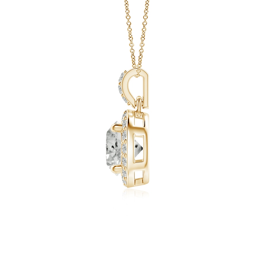 5mm KI3 Round Diamond Dangle Pendant with Halo in Yellow Gold side 199