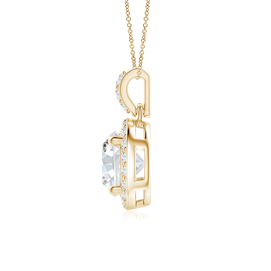 6mm GVS2 Round Diamond Dangle Pendant with Halo in Yellow Gold side 199