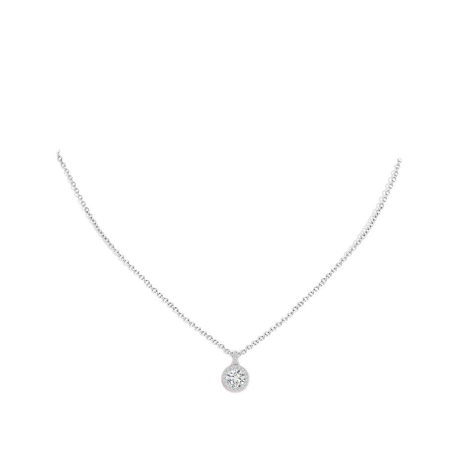 6mm HSI2 Round Diamond Dangle Pendant with Halo in P950 Platinum pen