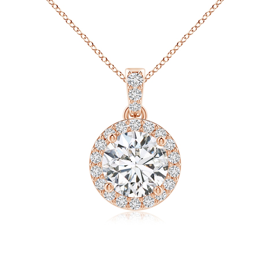 6mm HSI2 Round Diamond Dangle Pendant with Halo in Rose Gold 