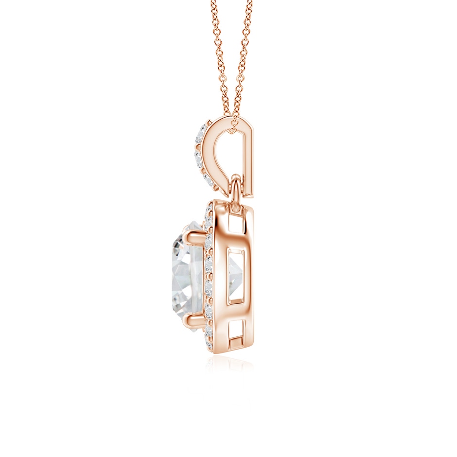 6mm HSI2 Round Diamond Dangle Pendant with Halo in Rose Gold side 199