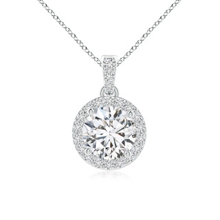 6mm HSI2 Round Diamond Dangle Pendant with Halo in White Gold