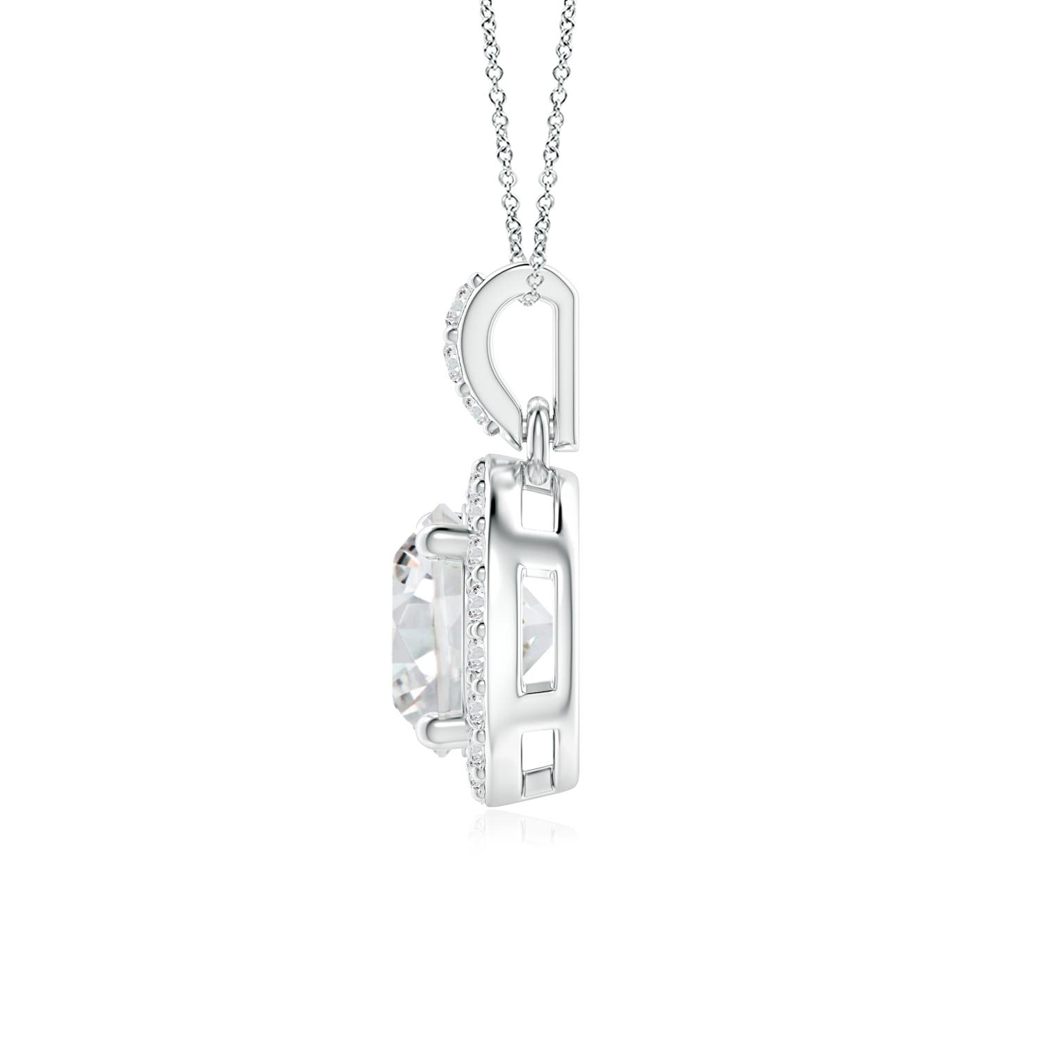 6mm HSI2 Round Diamond Dangle Pendant with Halo in White Gold