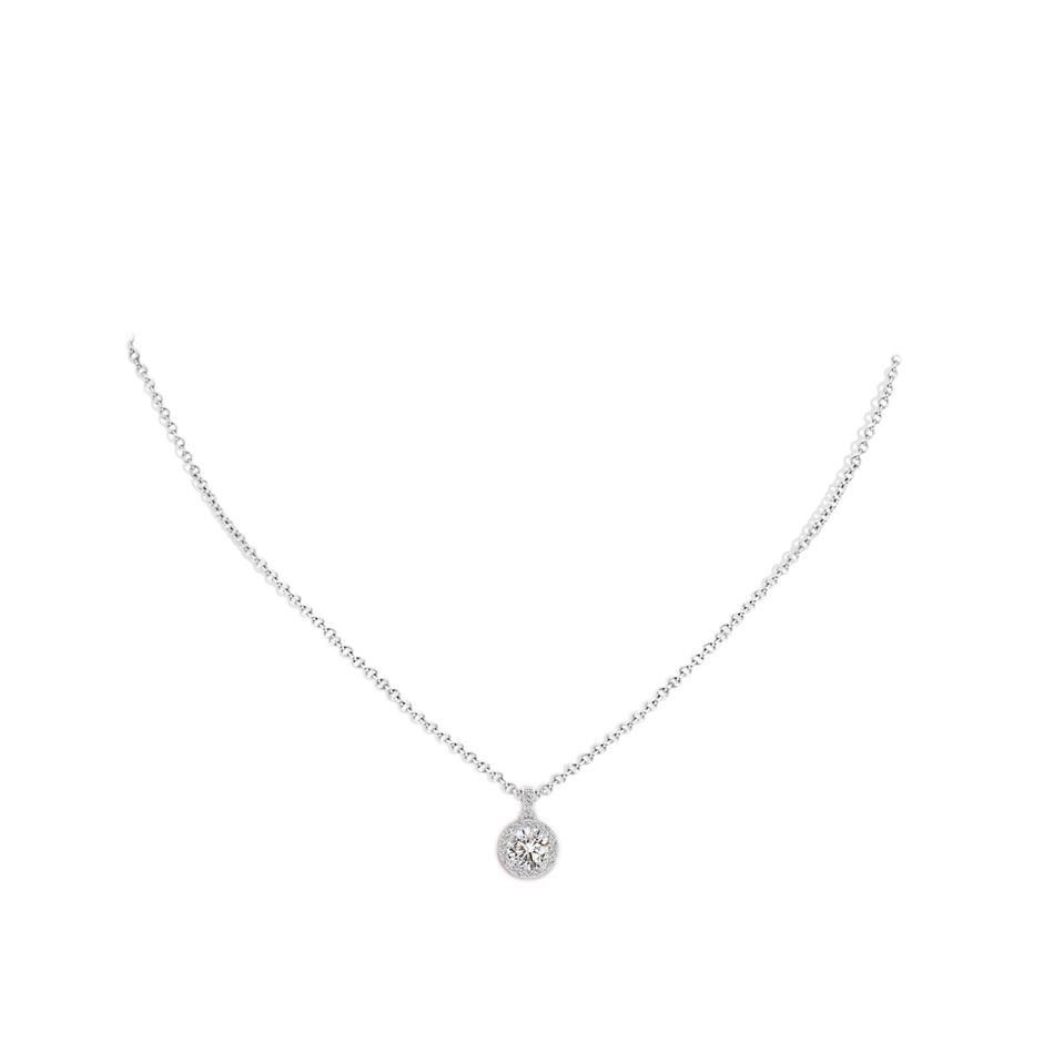 6mm IJI1I2 Round Diamond Dangle Pendant with Halo in P950 Platinum pen