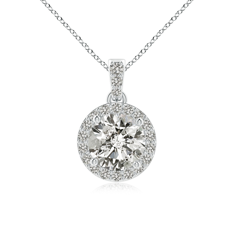 6mm KI3 Round Diamond Dangle Pendant with Halo in White Gold 