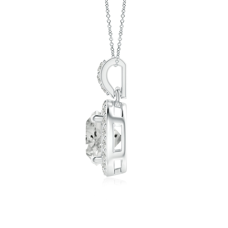 6mm KI3 Round Diamond Dangle Pendant with Halo in White Gold side 199