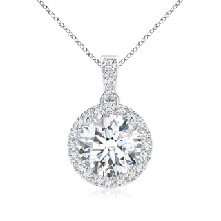 7mm GVS2 Round Diamond Dangle Pendant with Halo in S999 Silver