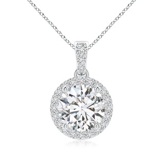 7mm HSI2 Round Diamond Dangle Pendant with Halo in P950 Platinum