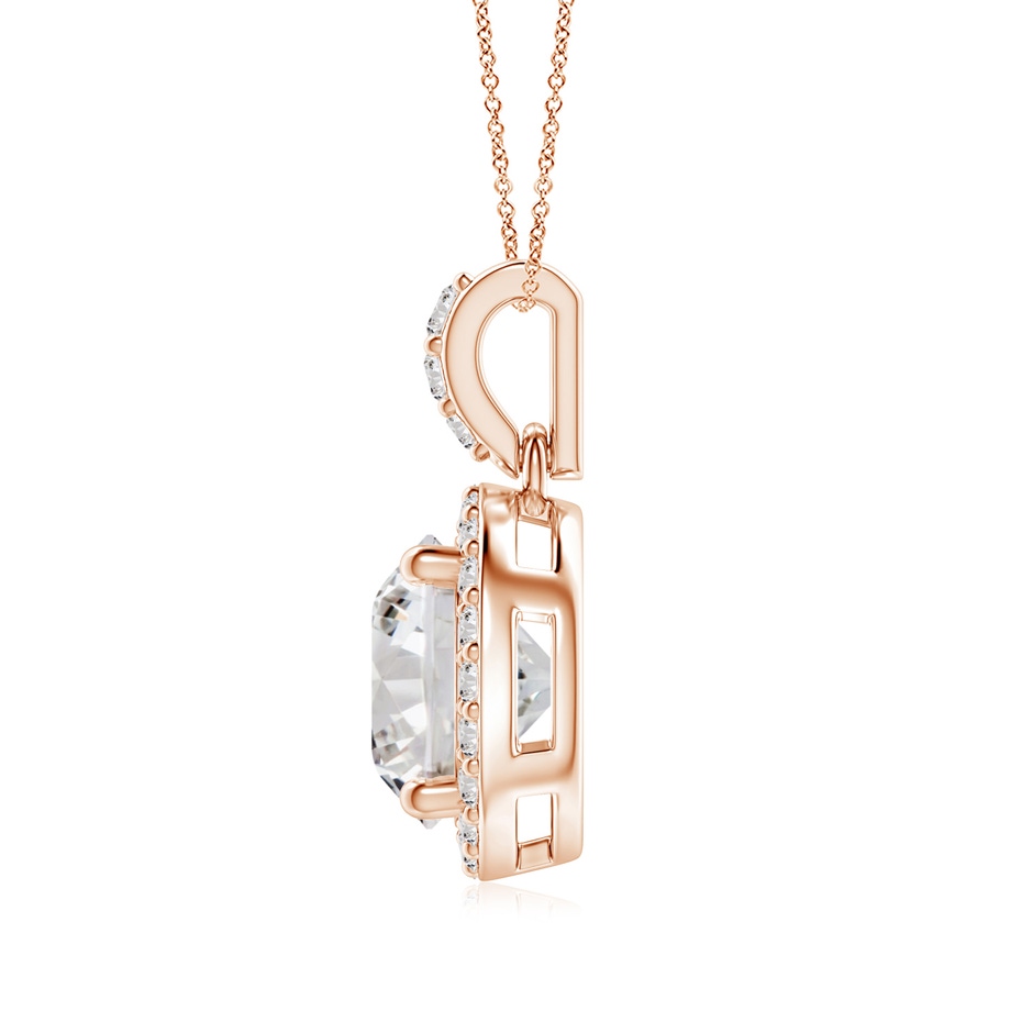 7mm IJI1I2 Round Diamond Dangle Pendant with Halo in Rose Gold side 199