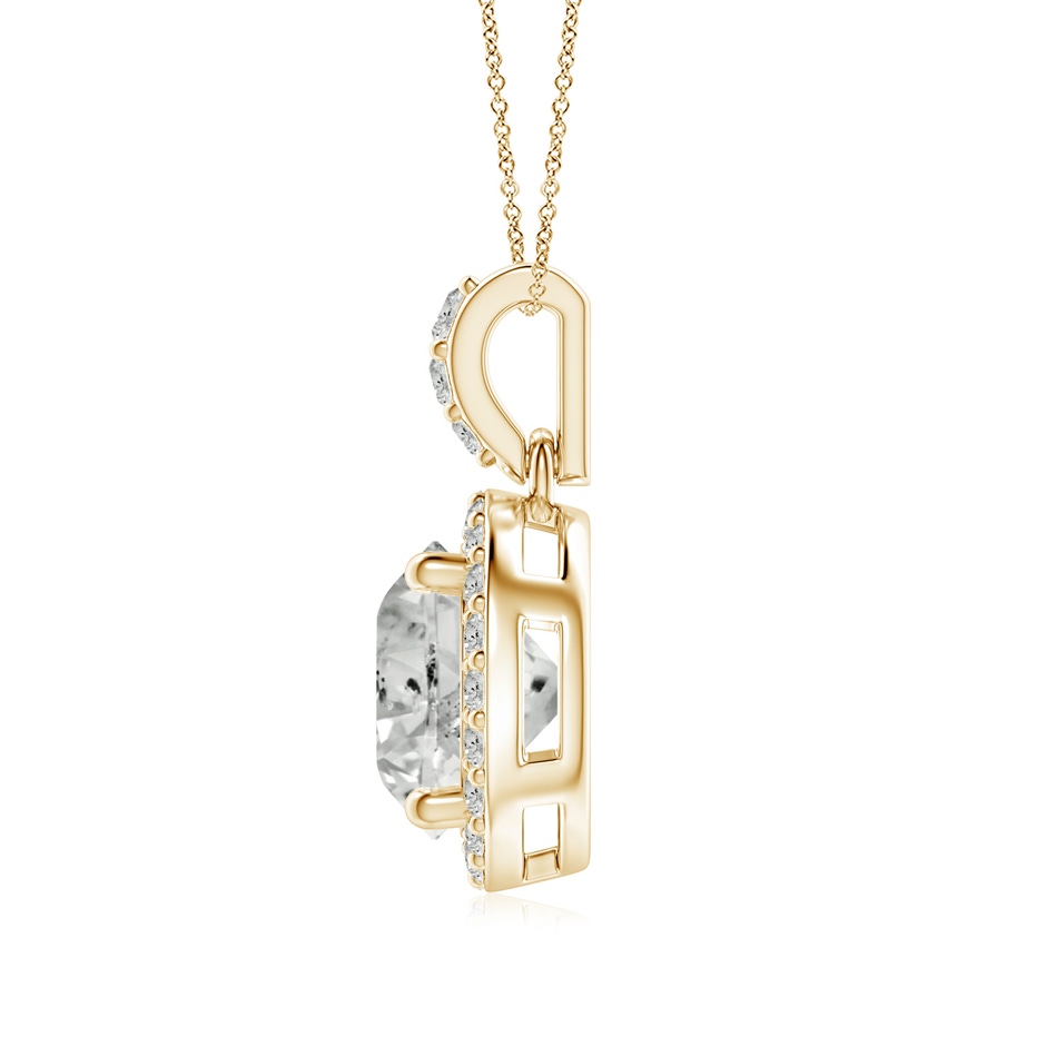 7mm KI3 Round Diamond Dangle Pendant with Halo in Yellow Gold side 199