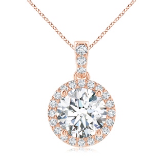 8.1mm GVS2 Round Diamond Dangle Pendant with Halo in 18K Rose Gold