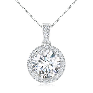 8.1mm GVS2 Round Diamond Dangle Pendant with Halo in S999 Silver