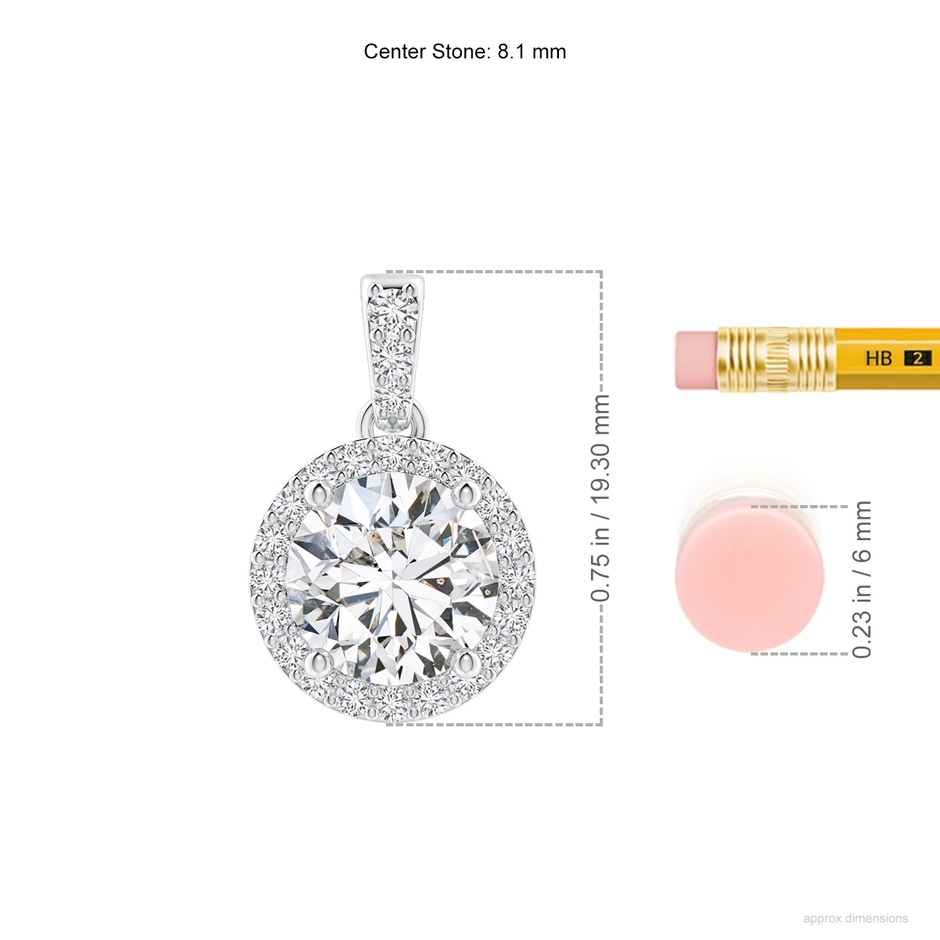 8.1mm HSI2 Round Diamond Dangle Pendant with Halo in P950 Platinum ruler