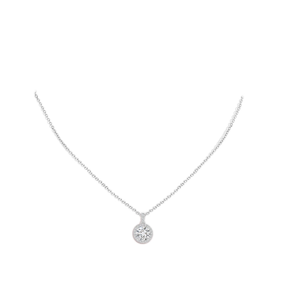 8.1mm HSI2 Round Diamond Dangle Pendant with Halo in P950 Platinum pen