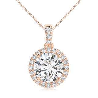 8.1mm HSI2 Round Diamond Dangle Pendant with Halo in Rose Gold