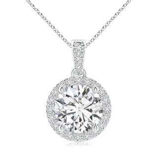 8.1mm HSI2 Round Diamond Dangle Pendant with Halo in S999 Silver