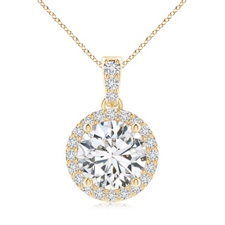 8.1mm HSI2 Round Diamond Dangle Pendant with Halo in Yellow Gold