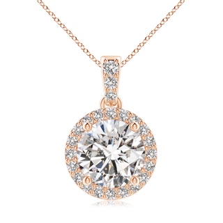 8.1mm IJI1I2 Round Diamond Dangle Pendant with Halo in Rose Gold