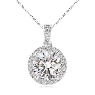 8.1mm IJI1I2 Round Diamond Dangle Pendant with Halo in S999 Silver