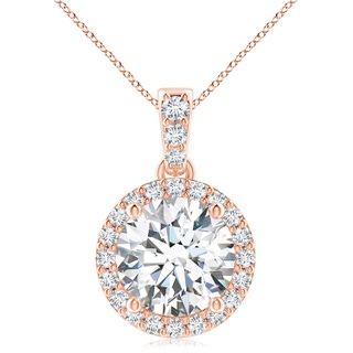 9.2mm GVS2 Round Diamond Dangle Pendant with Halo in 18K Rose Gold