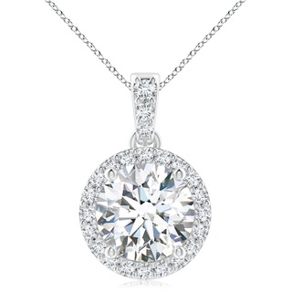9.2mm GVS2 Round Diamond Dangle Pendant with Halo in P950 Platinum