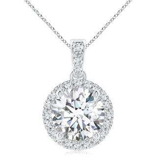 9.2mm GVS2 Round Diamond Dangle Pendant with Halo in S999 Silver