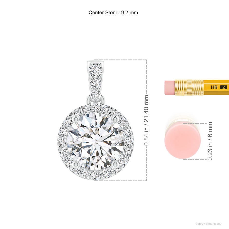9.2mm HSI2 Round Diamond Dangle Pendant with Halo in P950 Platinum ruler