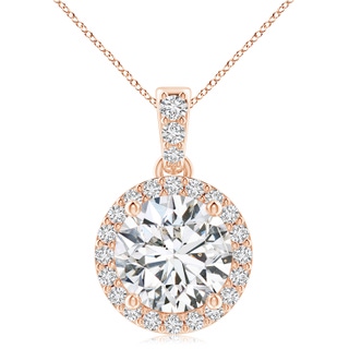 9.2mm HSI2 Round Diamond Dangle Pendant with Halo in Rose Gold