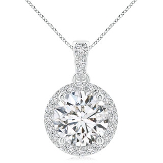 9.2mm HSI2 Round Diamond Dangle Pendant with Halo in S999 Silver