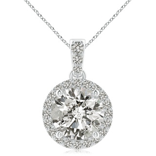 9.2mm KI3 Round Diamond Dangle Pendant with Halo in P950 Platinum