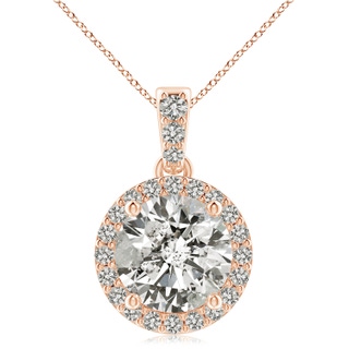 9.2mm KI3 Round Diamond Dangle Pendant with Halo in Rose Gold