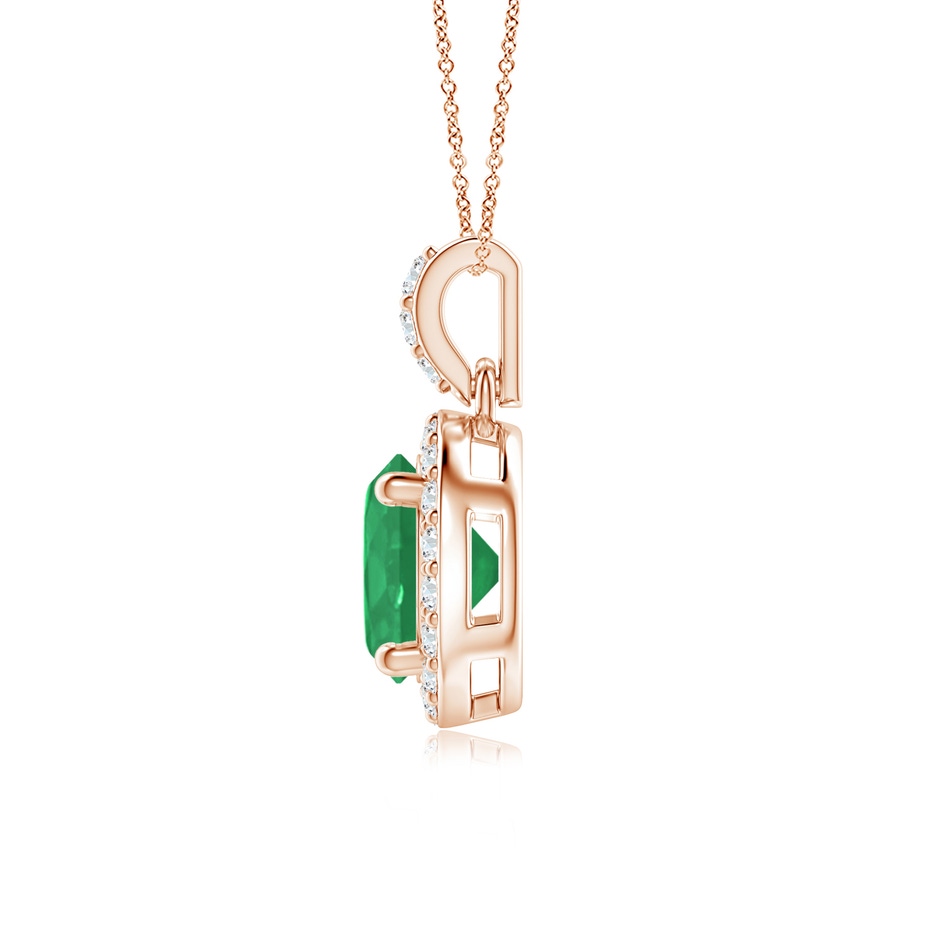 6mm A Round Emerald Dangle Pendant with Diamond Halo in Rose Gold side 199