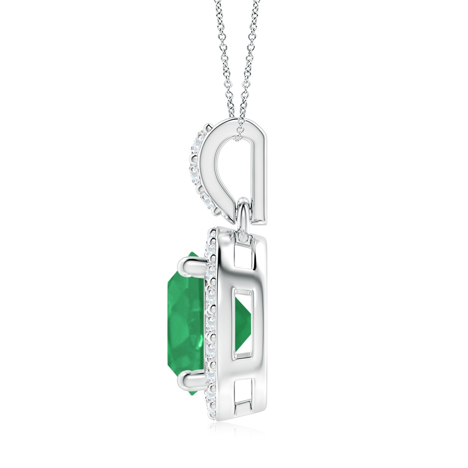 8mm A Round Emerald Dangle Pendant with Diamond Halo in White Gold side 199