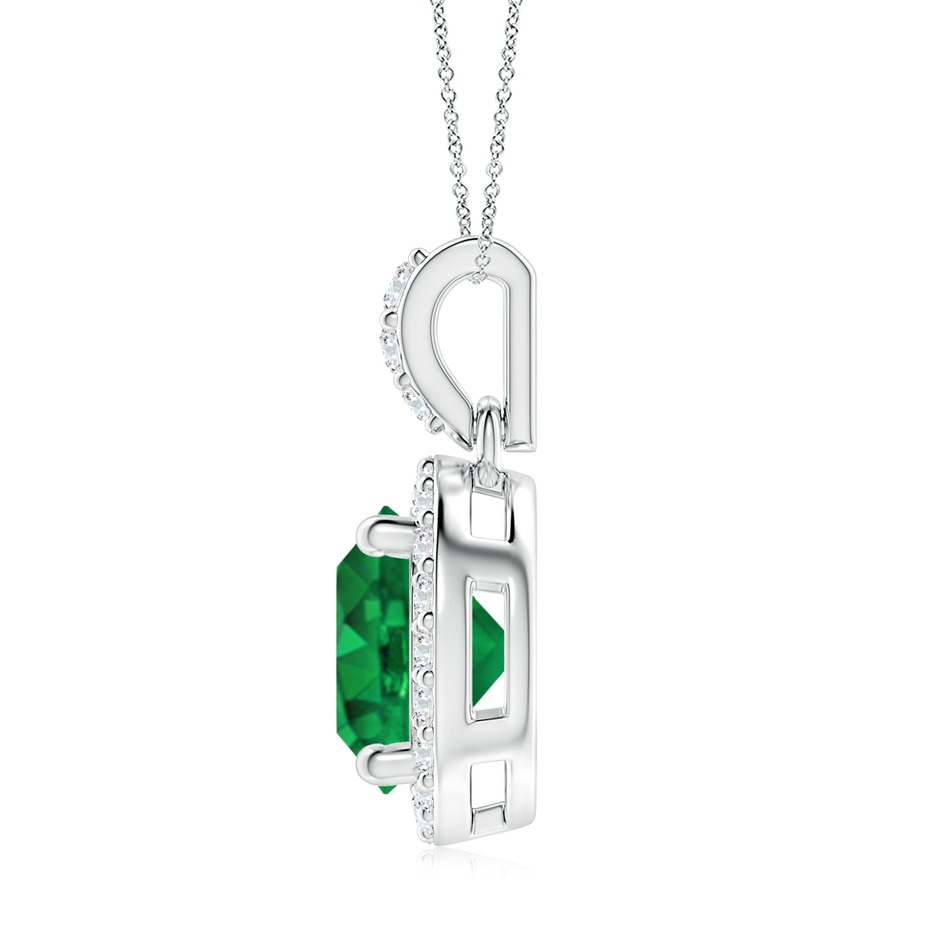 8mm AAA Round Emerald Dangle Pendant with Diamond Halo in P950 Platinum side 199