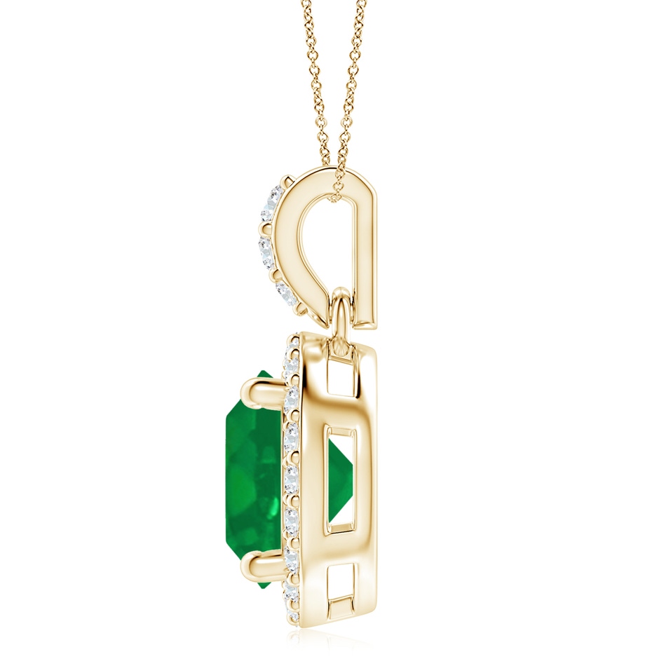 9mm AA Round Emerald Dangle Pendant with Diamond Halo in Yellow Gold side 199