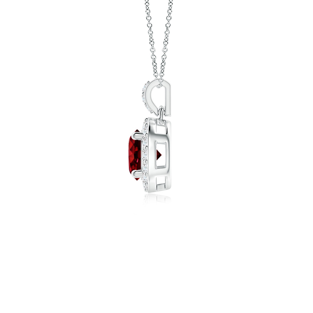 4mm AAAA Round Ruby Dangle Pendant with Diamond Halo in P950 Platinum - side 199