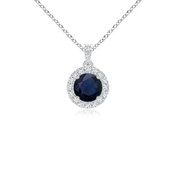 Halo White Gold Blue Sapphire Necklaces & Pendants