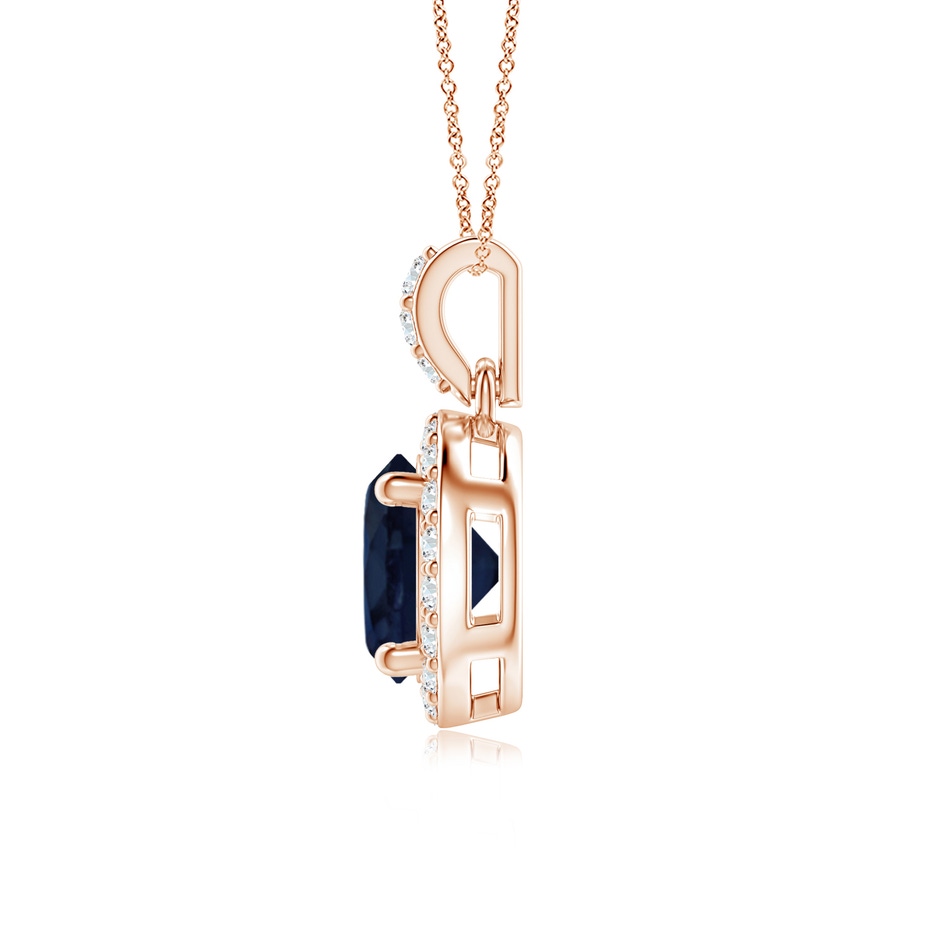 6mm A Round Sapphire Dangle Pendant with Diamond Halo in Rose Gold side 199