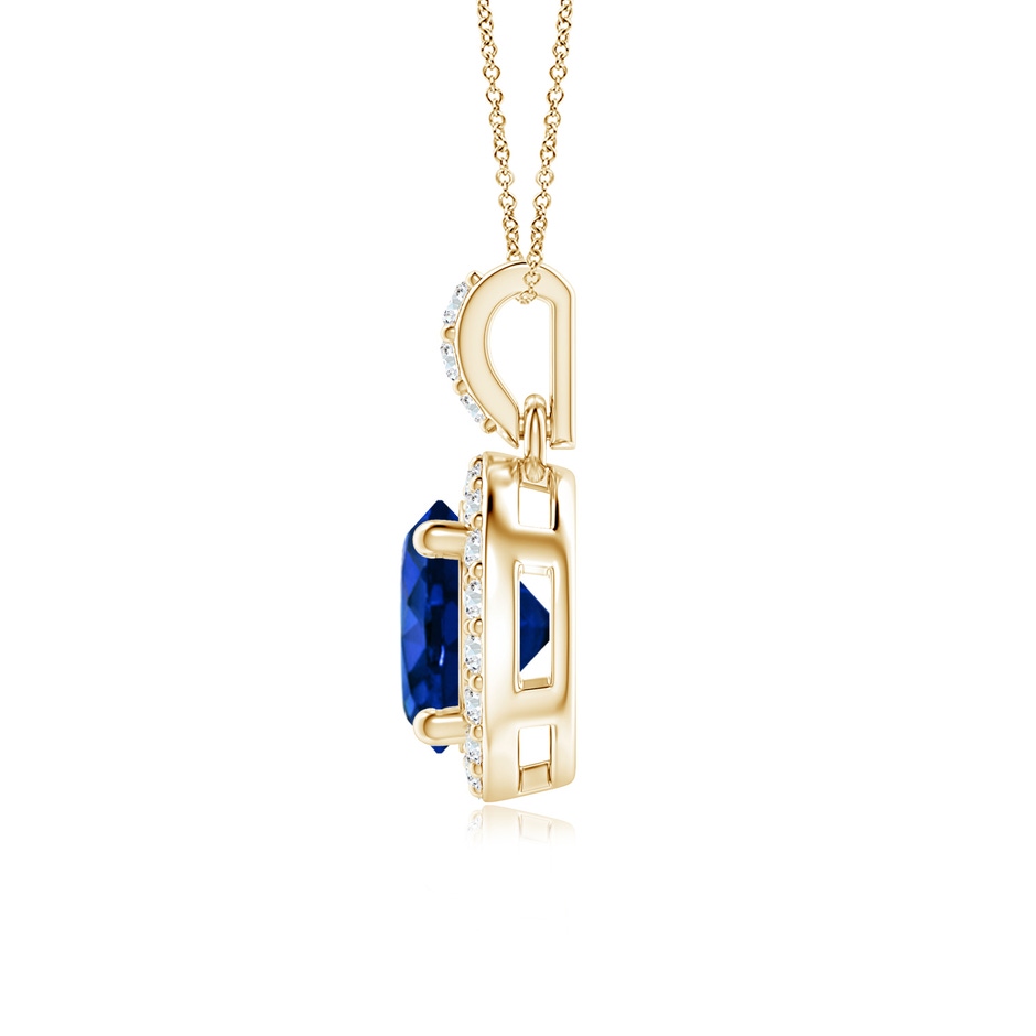 6mm AAAA Round Sapphire Dangle Pendant with Diamond Halo in Yellow Gold side 199