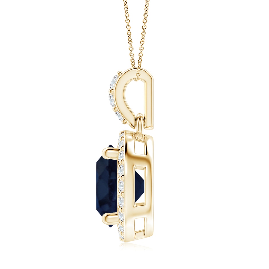 8mm A Round Sapphire Dangle Pendant with Diamond Halo in Yellow Gold side 199