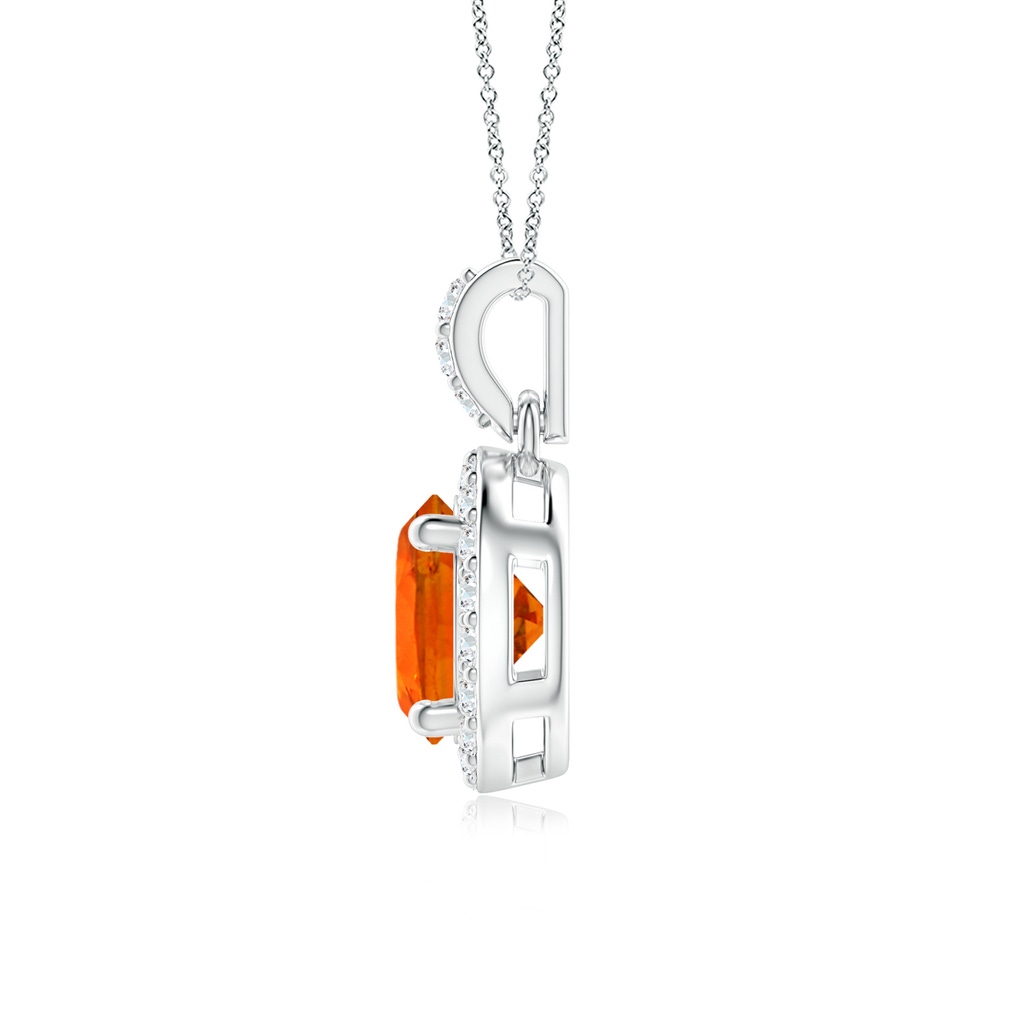 6mm AAA Round Spessartite Dangle Pendant with Diamond Halo in White Gold - side_1