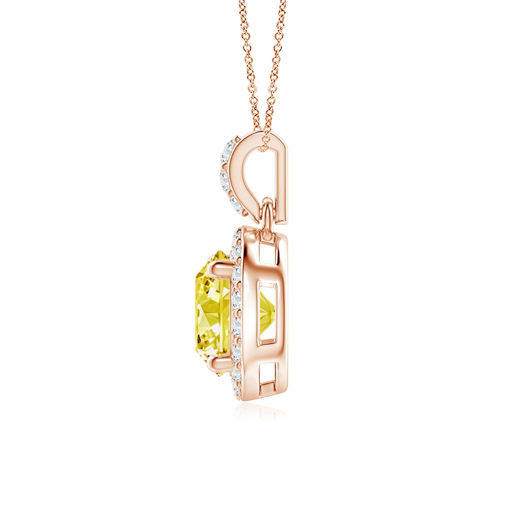 6mm AAAA Round Fancy Intense Yellow Diamond Dangle Pendant with Halo in Rose Gold - side 199