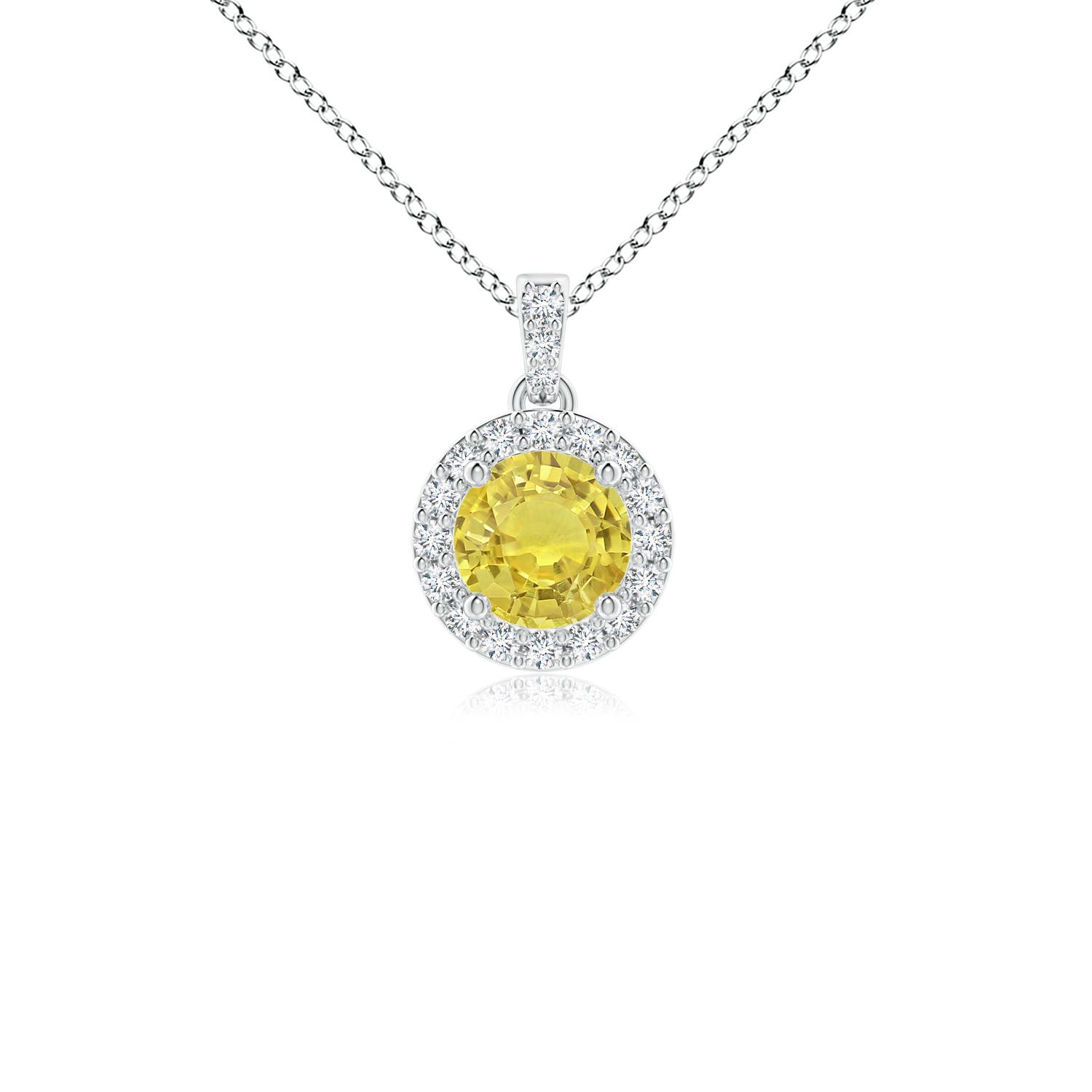 AA - Yellow Sapphire / 0.34 CT / 14 KT White Gold