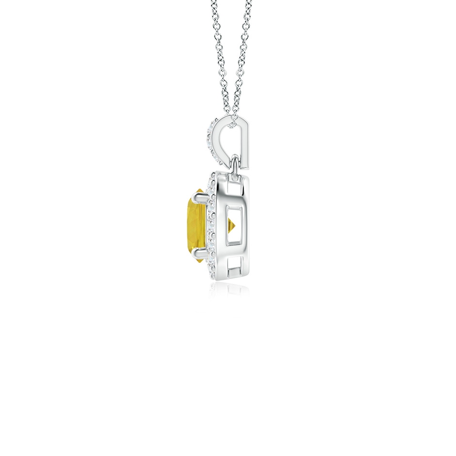 4mm AAA Round Yellow Sapphire Dangle Pendant with Diamond Halo in 9K White Gold side 199