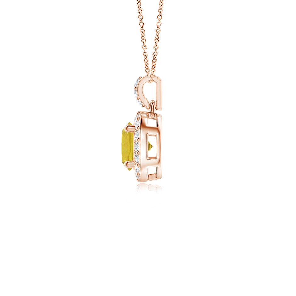 4mm AAA Round Yellow Sapphire Dangle Pendant with Diamond Halo in Rose Gold side 199