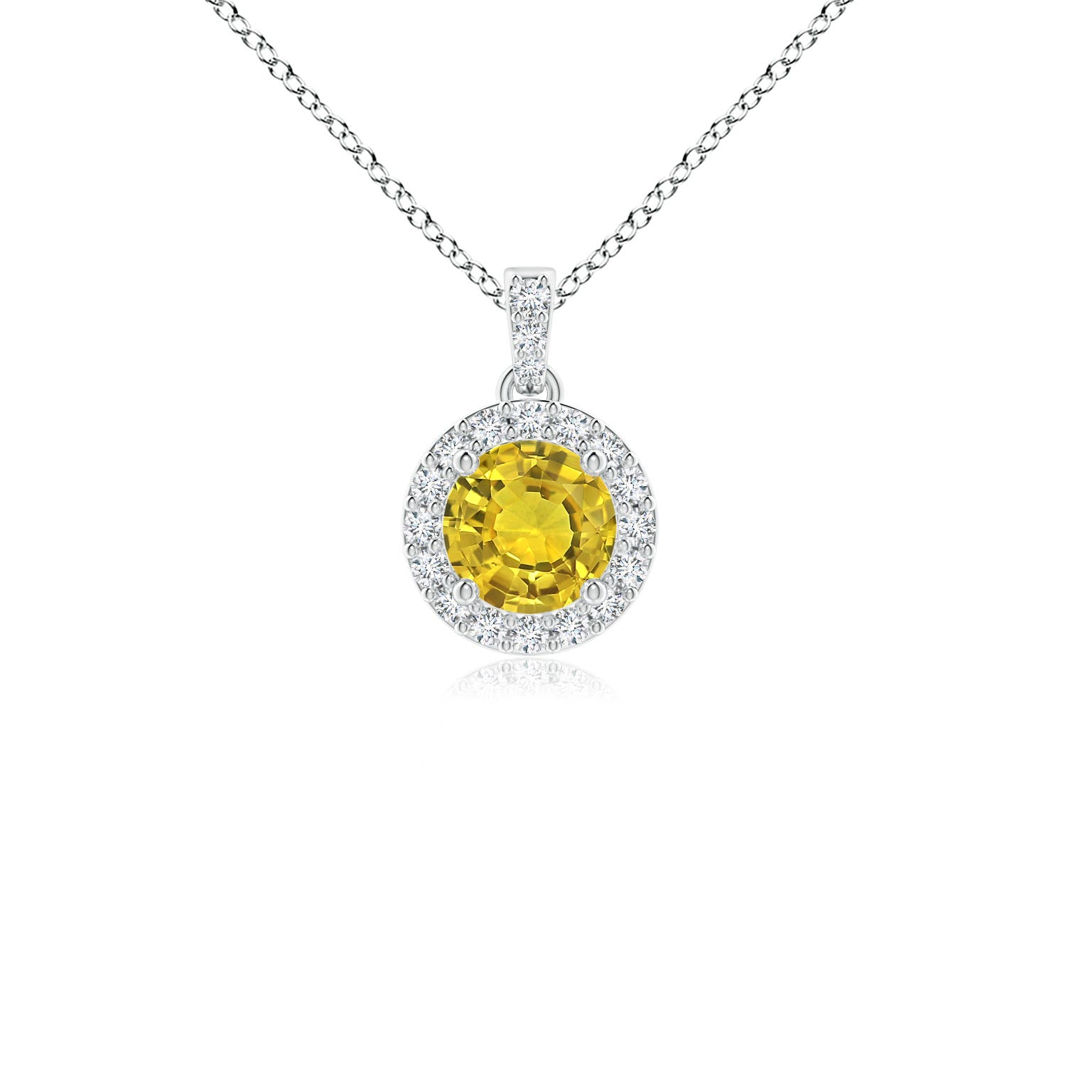 AAAA - Yellow Sapphire / 0.34 CT / 14 KT White Gold