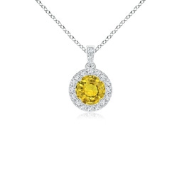 Halo White Gold Yellow Sapphire Necklaces and Pendants