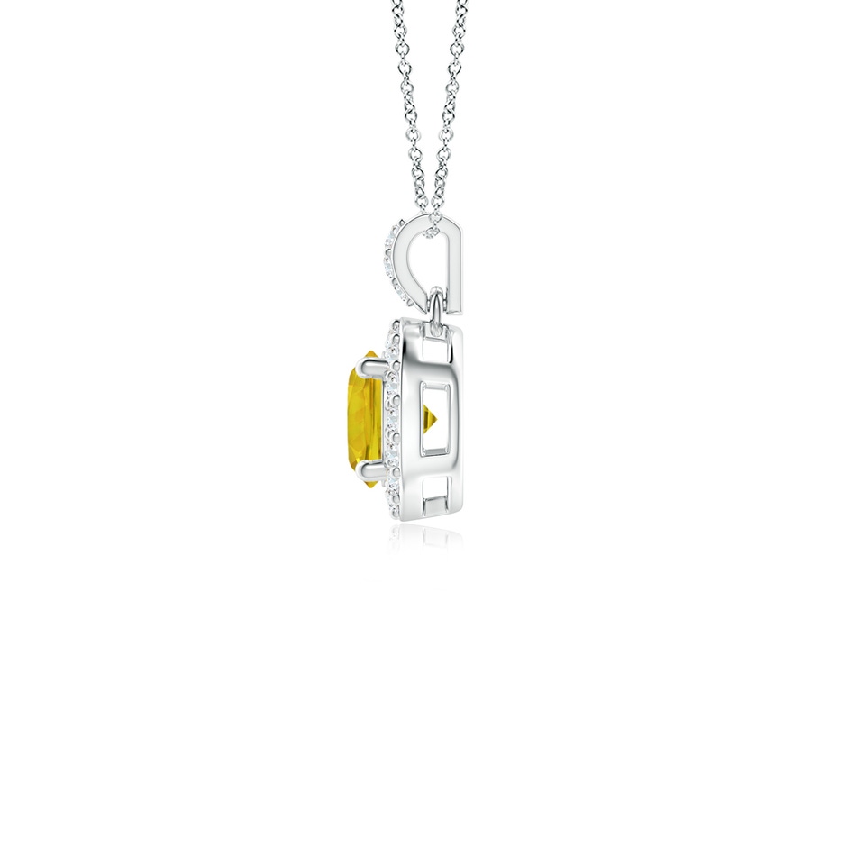 4mm AAAA Round Yellow Sapphire Dangle Pendant with Diamond Halo in White Gold side 199