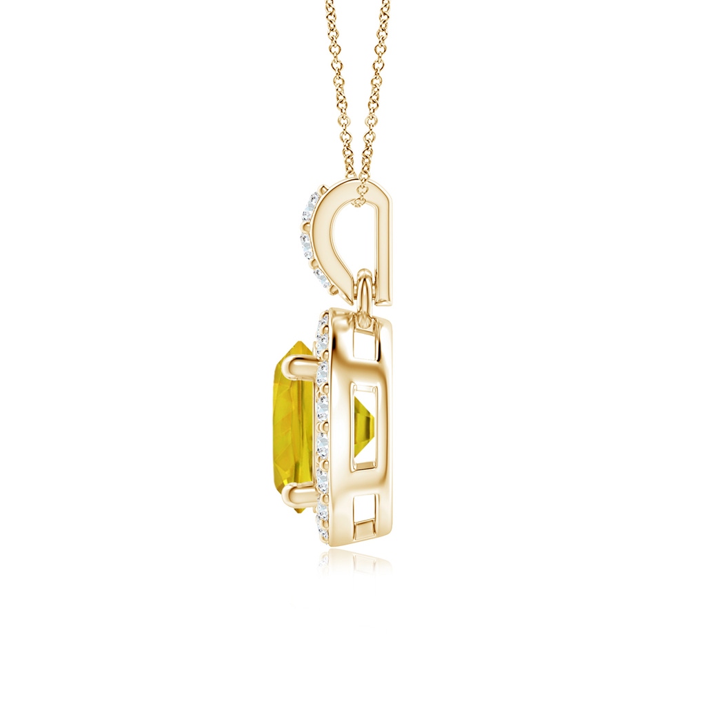 6mm AAAA Round Yellow Sapphire Dangle Pendant with Diamond Halo in Yellow Gold Side 199