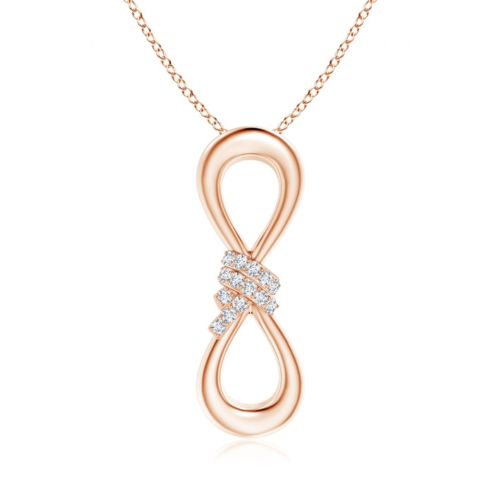1.1mm GVS2 Round Diamond Infinity Knot Pendant in Rose Gold